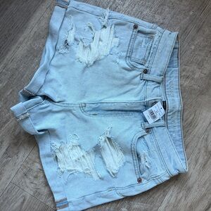 American Eagle Outfitters Light Blue Ripped Jean Shorts